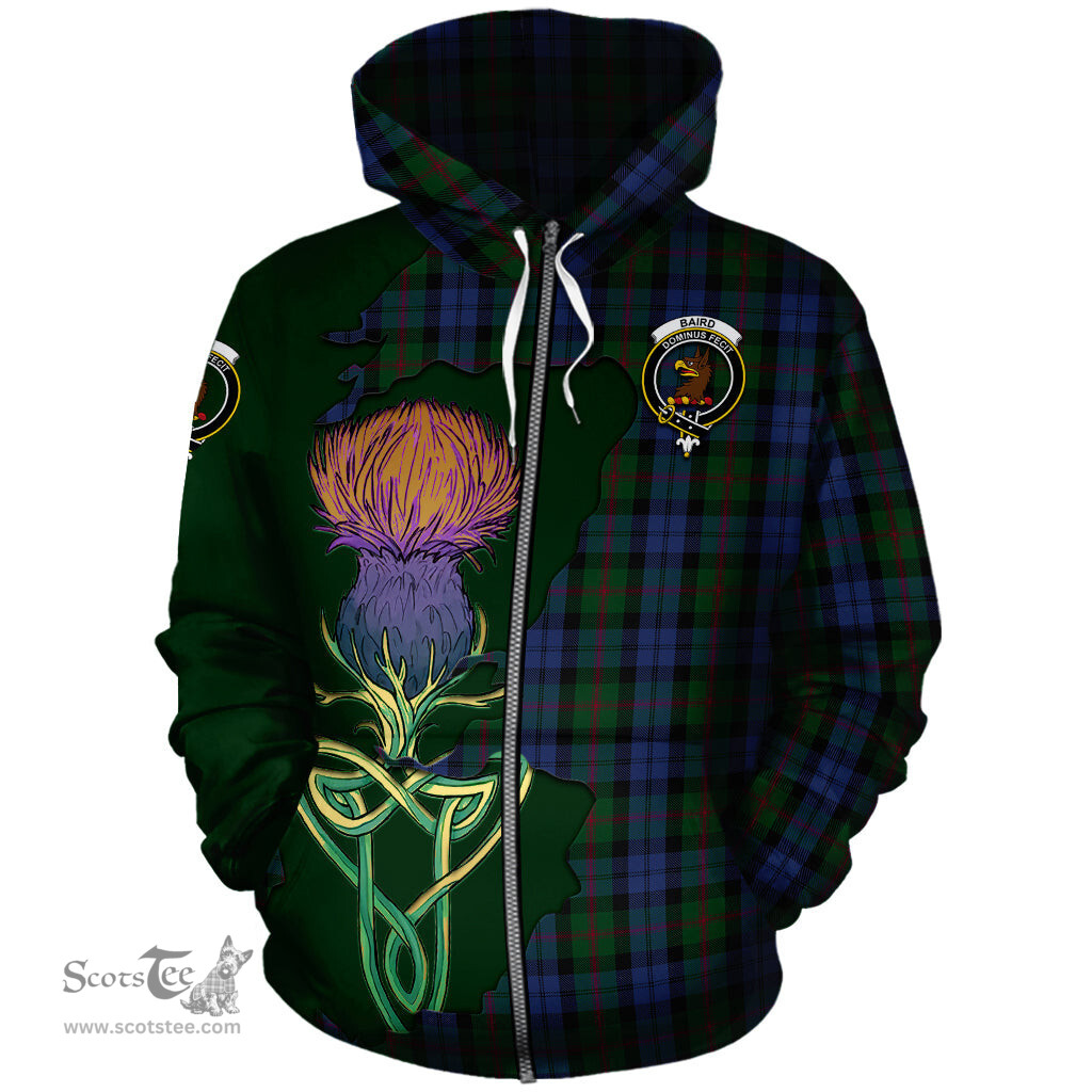 Scottish Baird Clan Tartan Crest with Thistle and Scotland Map Tartan Plaid Hoodie Scottish Plaid Tartan Plaid - ScotsTee - scotstee.com