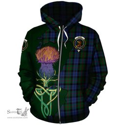Scottish Baird Clan Tartan Crest with Thistle and Scotland Map Tartan Plaid Hoodie Scottish Plaid Tartan Plaid - ScotsTee - scotstee.com