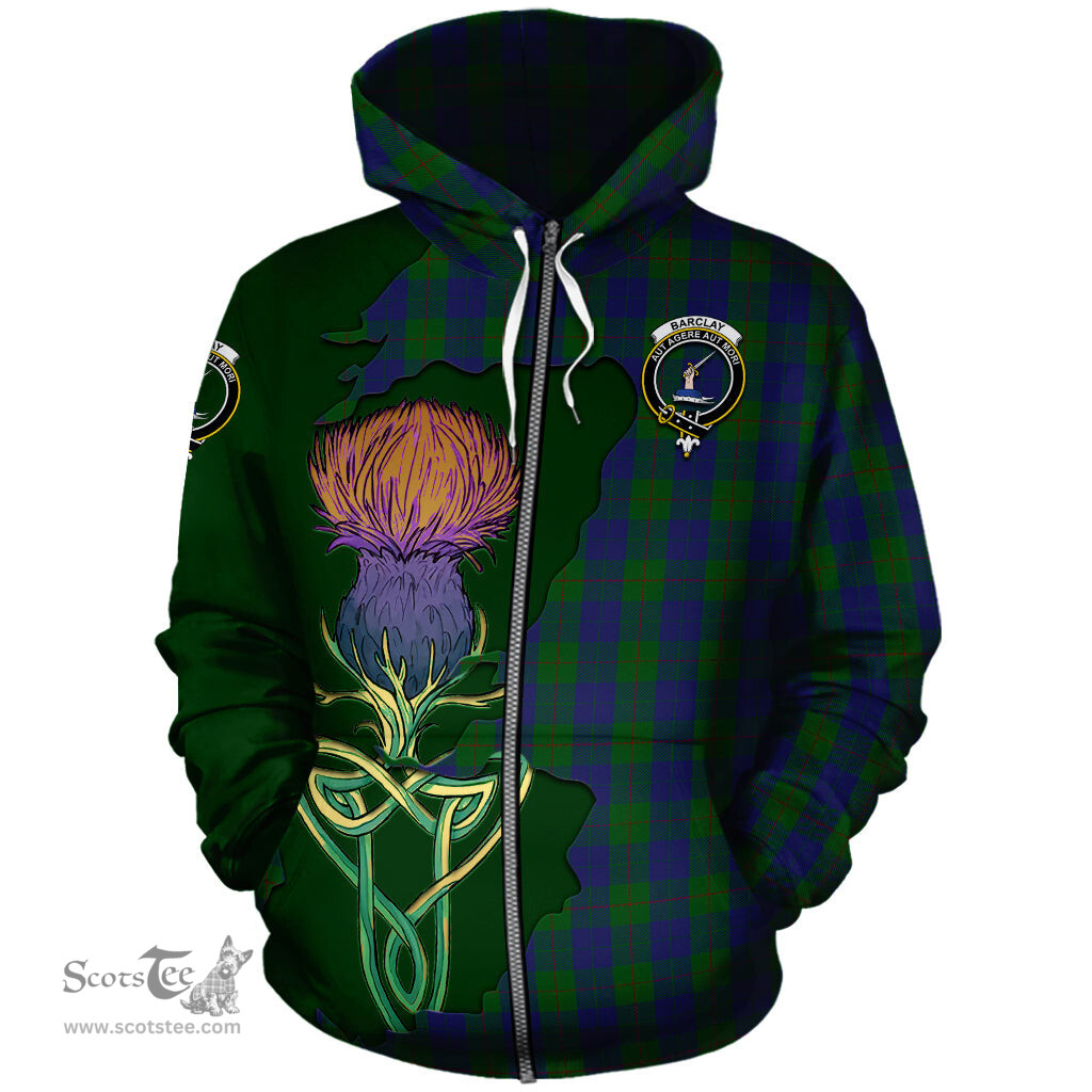 Scottish Barclay Clan Tartan Crest with Thistle and Scotland Map Tartan Plaid Hoodie Scottish Plaid Tartan Plaid - ScotsTee - scotstee.com