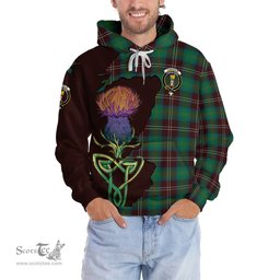 Scottish Chisholm Hunting Ancient Clan Tartan Crest with Thistle and Scotland Map Tartan Plaid Hoodie Scottish Plaid Tartan Plaid - ScotsTee - scotstee.com
