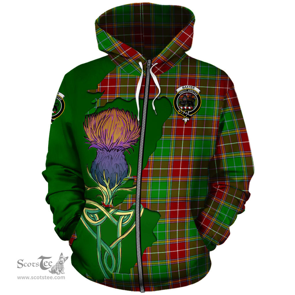 Scottish Baxter Modern Clan Tartan Crest with Thistle and Scotland Map Tartan Plaid Hoodie Scottish Plaid Tartan Plaid - ScotsTee - scotstee.com