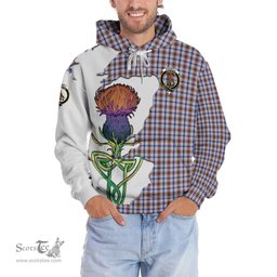 Scottish Boswell Clan Tartan Crest with Thistle and Scotland Map Tartan Plaid Hoodie Scottish Plaid Tartan Plaid - ScotsTee - scotstee.com