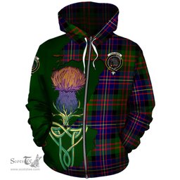 Scottish Chalmers Modern Clan Tartan Crest with Thistle and Scotland Map Tartan Plaid Hoodie Scottish Plaid Tartan Plaid - ScotsTee - scotstee.com