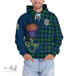 Scottish Black Watch Ancient Clan Tartan Crest with Thistle and Scotland Map Tartan Plaid Hoodie Scottish Plaid Tartan Plaid - ScotsTee - scotstee.com