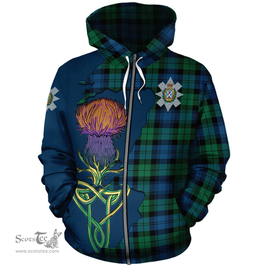 Scottish Black Watch Ancient Clan Tartan Crest with Thistle and Scotland Map Tartan Plaid Hoodie Scottish Plaid Tartan Plaid - ScotsTee - scotstee.com