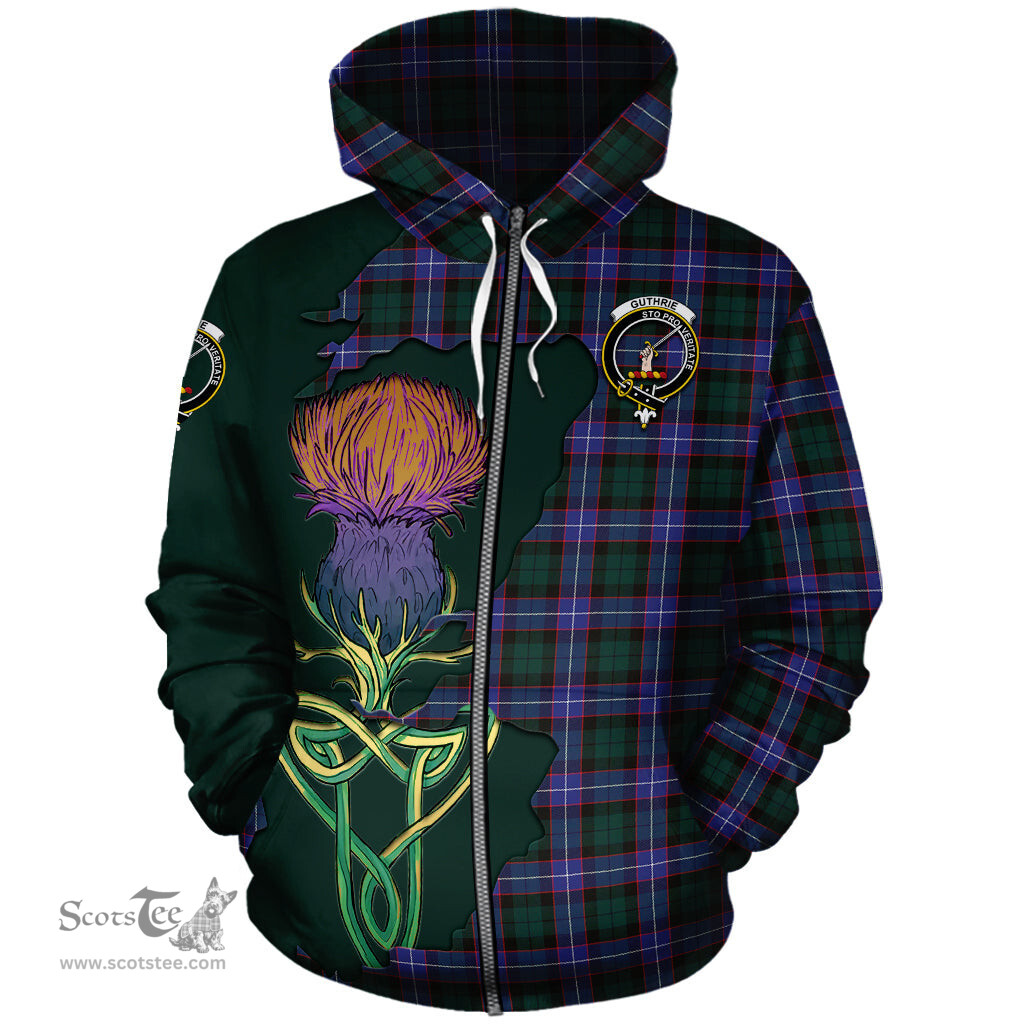 Scottish Guthrie Modern Clan Tartan Crest with Thistle and Scotland Map Tartan Plaid Hoodie Scottish Plaid Tartan Plaid - ScotsTee - scotstee.com