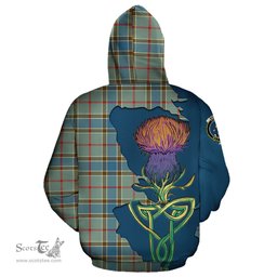 Scottish Balfour Blue Clan Tartan Crest with Thistle and Scotland Map Tartan Plaid Hoodie Scottish Plaid Tartan Plaid - ScotsTee - scotstee.com