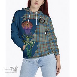 Scottish Balfour Blue Clan Tartan Crest with Thistle and Scotland Map Tartan Plaid Hoodie Scottish Plaid Tartan Plaid - ScotsTee - scotstee.com
