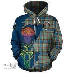 Scottish Balfour Blue Clan Tartan Crest with Thistle and Scotland Map Tartan Plaid Hoodie Scottish Plaid Tartan Plaid - ScotsTee - scotstee.com