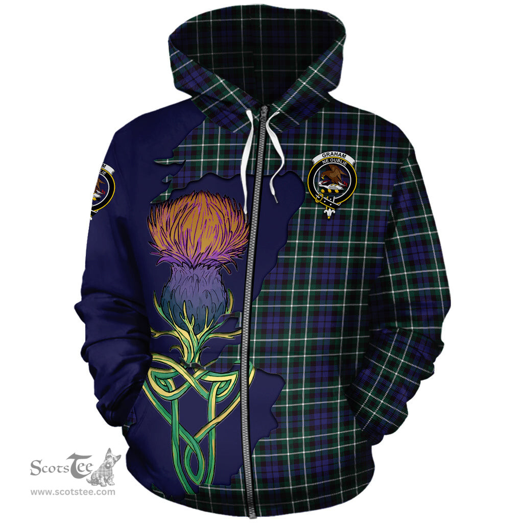 Scottish Graham of Montrose Modern Clan Tartan Crest with Thistle and Scotland Map Tartan Plaid Hoodie Scottish Plaid Tartan Plaid - ScotsTee - scotstee.com