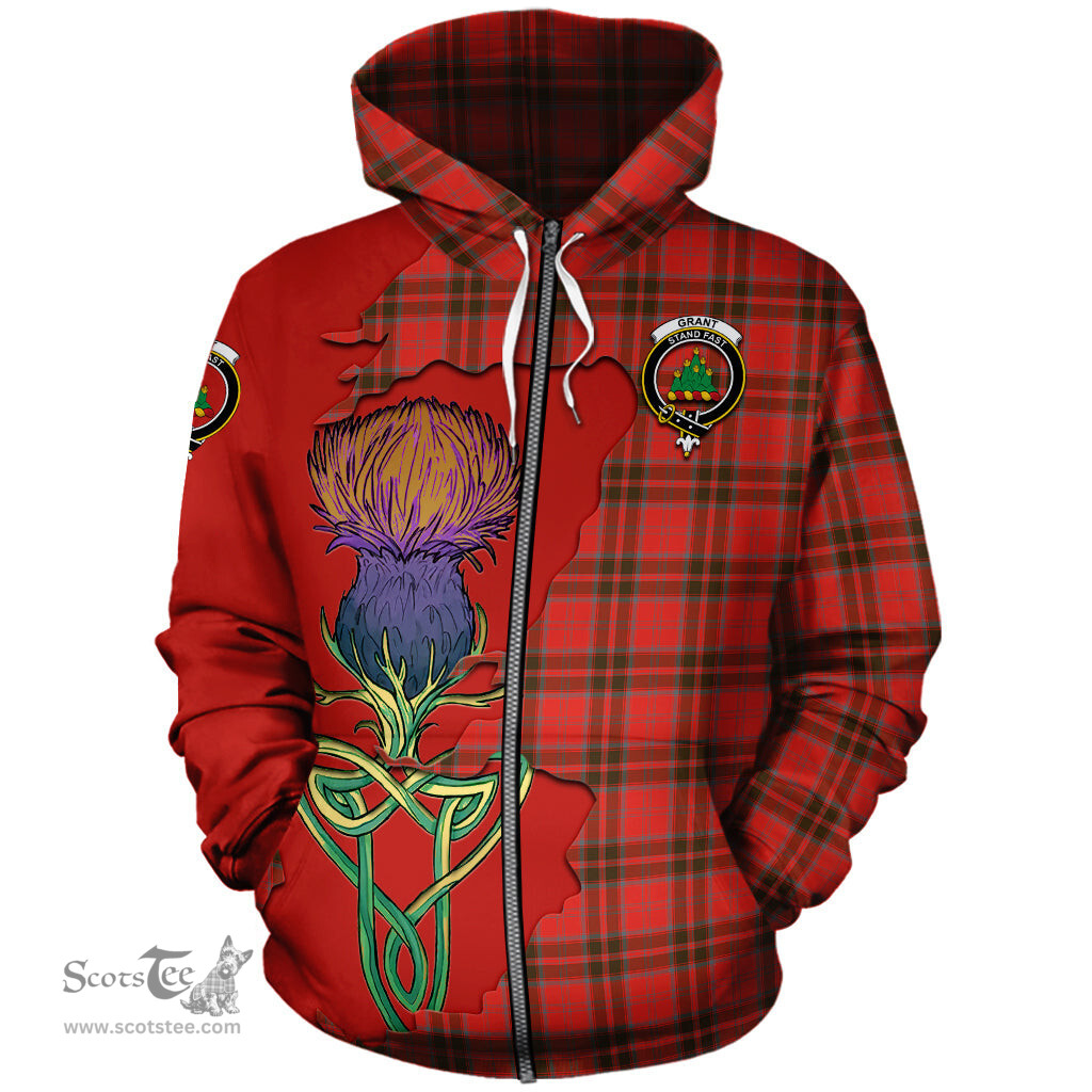 Scottish Grant Weathered Clan Tartan Crest with Thistle and Scotland Map Tartan Plaid Hoodie Scottish Plaid Tartan Plaid - ScotsTee - scotstee.com
