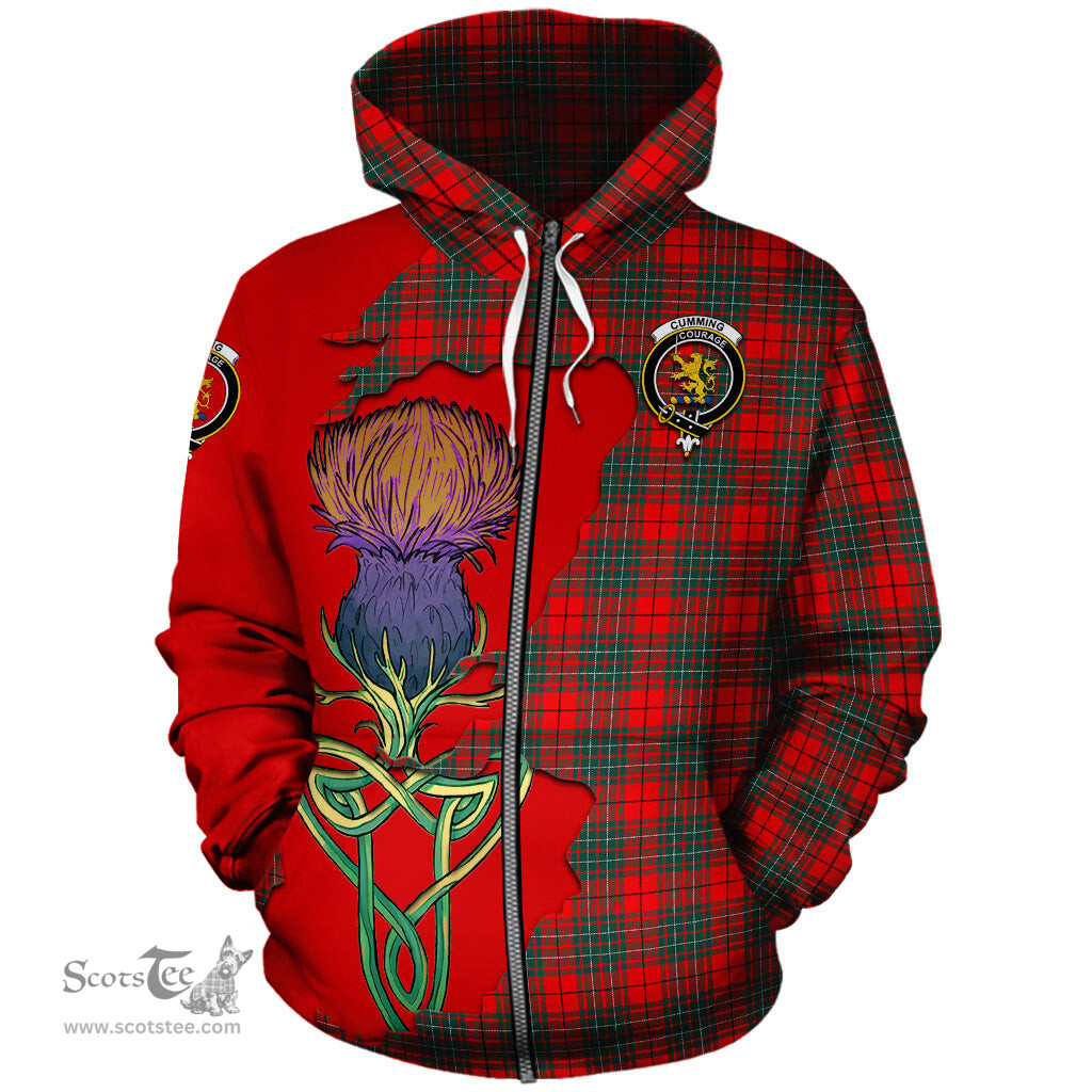 Scottish Cumming Modern Clan Tartan Crest with Thistle and Scotland Map Tartan Plaid Hoodie Scottish Plaid Tartan Plaid - ScotsTee - scotstee.com