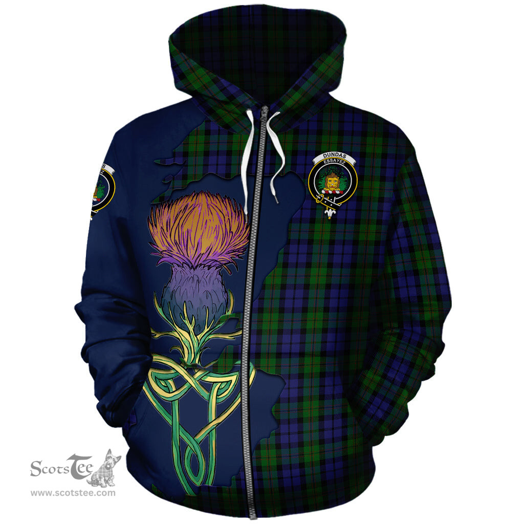 Scottish Dundas Clan Tartan Crest with Thistle and Scotland Map Tartan Plaid Hoodie Scottish Plaid Tartan Plaid - ScotsTee - scotstee.com