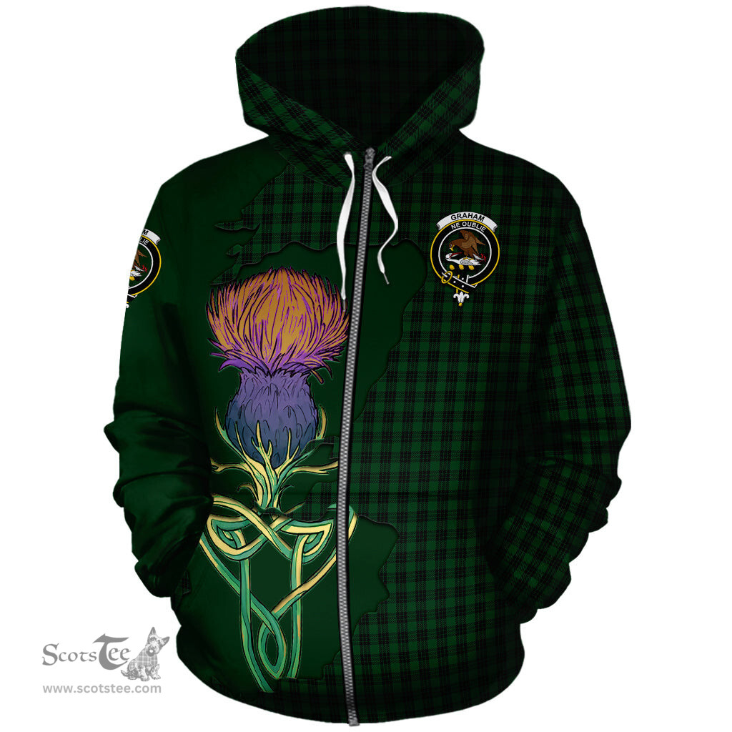 Scottish Graham Clan Tartan Crest with Thistle and Scotland Map Tartan Plaid Hoodie Scottish Plaid Tartan Plaid - ScotsTee - scotstee.com