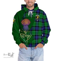 Scottish Haldane Clan Tartan Crest with Thistle and Scotland Map Tartan Plaid Hoodie Scottish Plaid Tartan Plaid - ScotsTee - scotstee.com