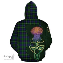 Scottish Gordon Clan Tartan Crest with Thistle and Scotland Map Tartan Plaid Hoodie Scottish Plaid Tartan Plaid - ScotsTee - scotstee.com
