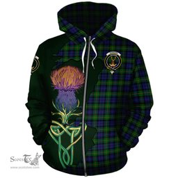 Scottish Gordon Clan Tartan Crest with Thistle and Scotland Map Tartan Plaid Hoodie Scottish Plaid Tartan Plaid - ScotsTee - scotstee.com