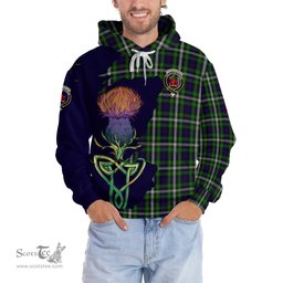 Scottish Farquharson Dress Clan Tartan Crest with Thistle and Scotland Map Tartan Plaid Hoodie Scottish Plaid Tartan Plaid - ScotsTee - scotstee.com