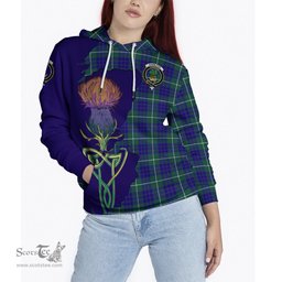 Scottish Hamilton Hunting Modern Clan Tartan Crest with Thistle and Scotland Map Tartan Plaid Hoodie Scottish Plaid Tartan Plaid - ScotsTee - scotstee.com
