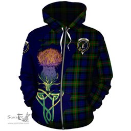 Scottish Gunn Modern Clan Tartan Crest with Thistle and Scotland Map Tartan Plaid Hoodie Scottish Plaid Tartan Plaid - ScotsTee - scotstee.com