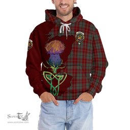 Scottish Douglas Ancient Red Clan Tartan Crest with Thistle and Scotland Map Tartan Plaid Hoodie Scottish Plaid Tartan Plaid - ScotsTee - scotstee.com