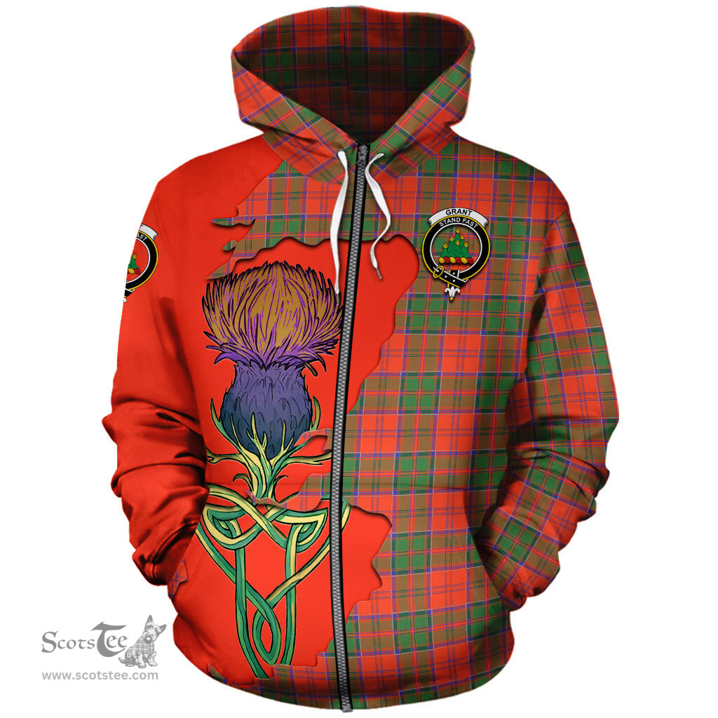 Scottish Grant Ancient Clan Tartan Crest with Thistle and Scotland Map Tartan Plaid Hoodie Scottish Plaid Tartan Plaid - ScotsTee - scotstee.com