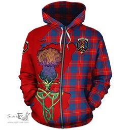 Scottish Galloway Red Clan Tartan Crest with Thistle and Scotland Map Tartan Plaid Hoodie Scottish Plaid Tartan Plaid - ScotsTee - scotstee.com