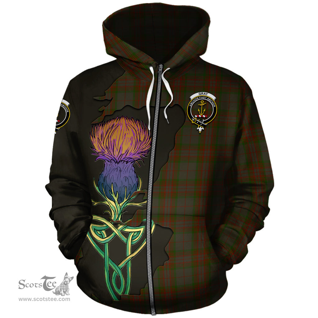 Scottish Gray Clan Tartan Crest with Thistle and Scotland Map Tartan Plaid Hoodie Scottish Plaid Tartan Plaid - ScotsTee - scotstee.com