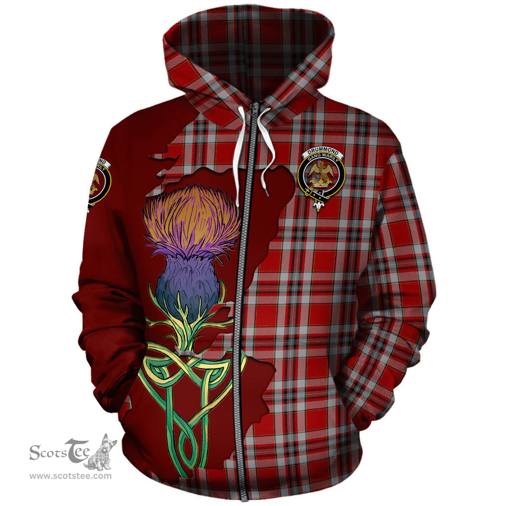 Scottish Drummond of Perth Dress Clan Tartan Crest with Thistle and Scotland Map Tartan Plaid Hoodie Scottish Plaid Tartan Plaid - ScotsTee - scotstee.com