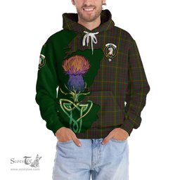 Scottish Hall Clan Tartan Crest with Thistle and Scotland Map Tartan Plaid Hoodie Scottish Plaid Tartan Plaid - ScotsTee - scotstee.com