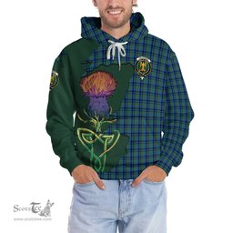 Scottish Falconer Clan Tartan Crest with Thistle and Scotland Map Tartan Plaid Hoodie Scottish Plaid Tartan Plaid - ScotsTee - scotstee.com
