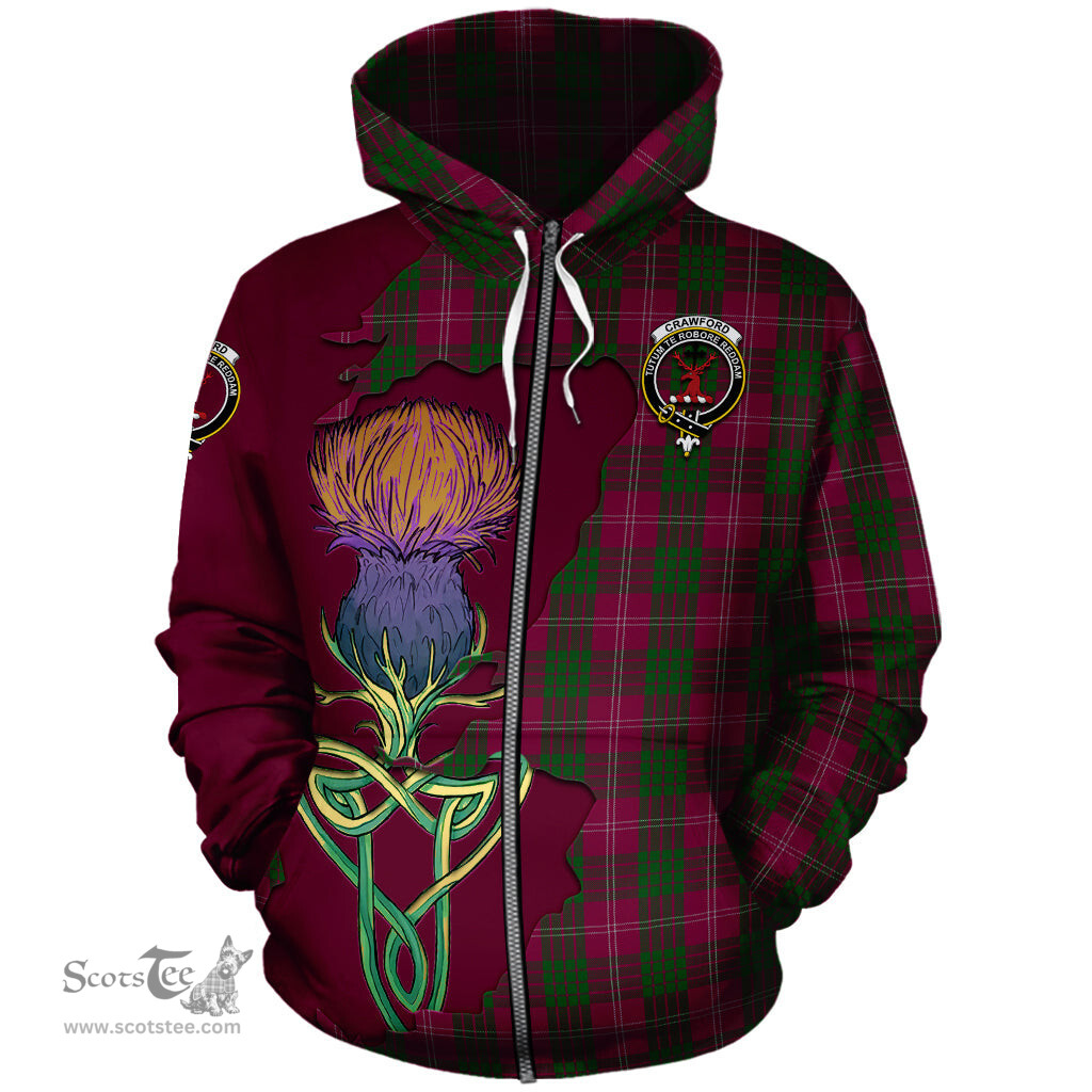 Scottish Crawford Clan Tartan Crest with Thistle and Scotland Map Tartan Plaid Hoodie Scottish Plaid Tartan Plaid - ScotsTee - scotstee.com