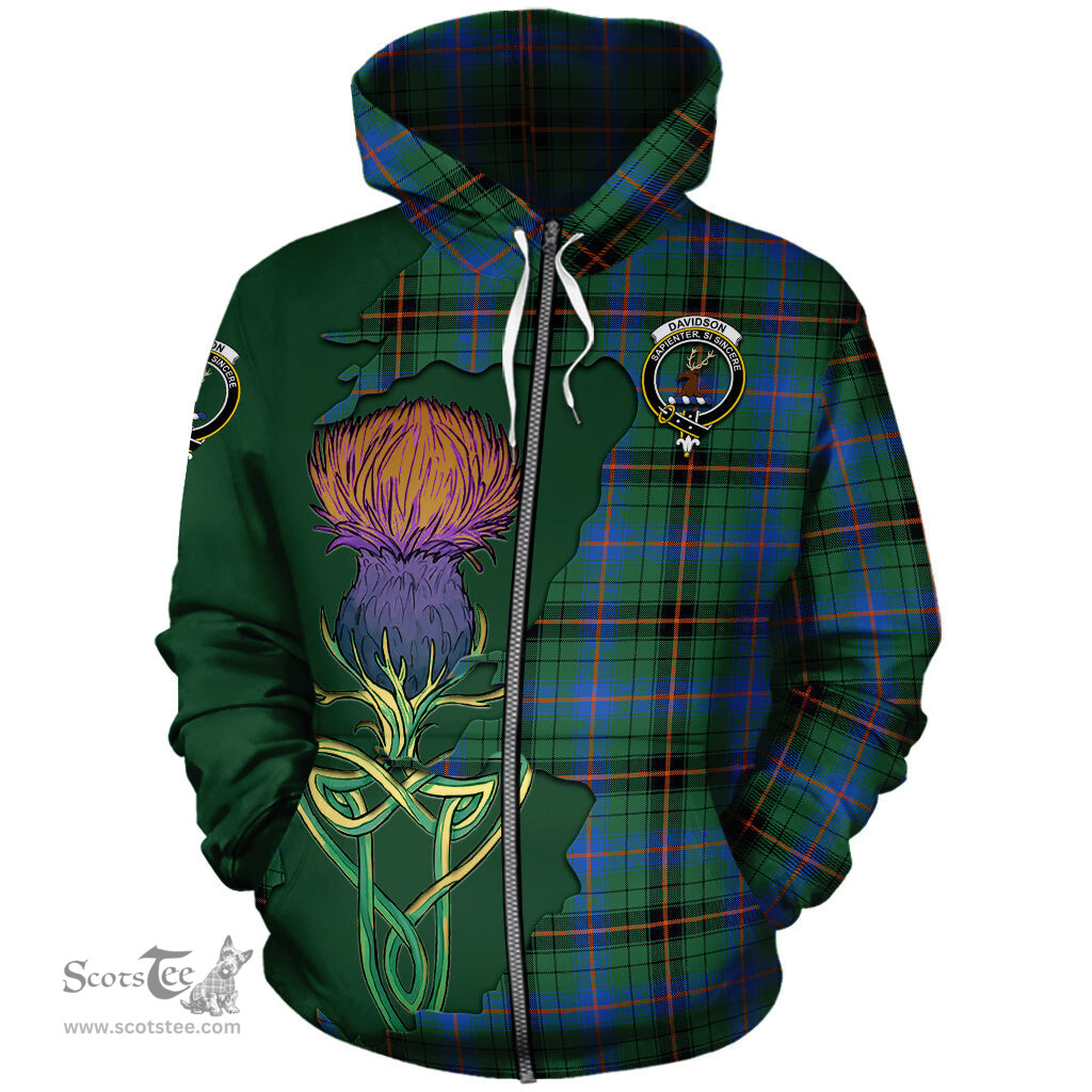 Scottish Davidson Ancient Clan Tartan Crest with Thistle and Scotland Map Tartan Plaid Hoodie Scottish Plaid Tartan Plaid - ScotsTee - scotstee.com