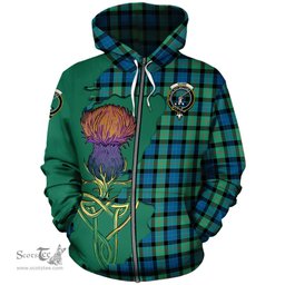 Scottish Gunn Ancient Clan Tartan Crest with Thistle and Scotland Map Tartan Plaid Hoodie Scottish Plaid Tartan Plaid - ScotsTee - scotstee.com