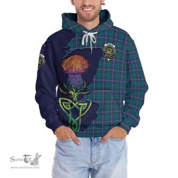 Scottish Douglas Modern Clan Tartan Crest with Thistle and Scotland Map Tartan Plaid Hoodie Scottish Plaid Tartan Plaid - ScotsTee - scotstee.com