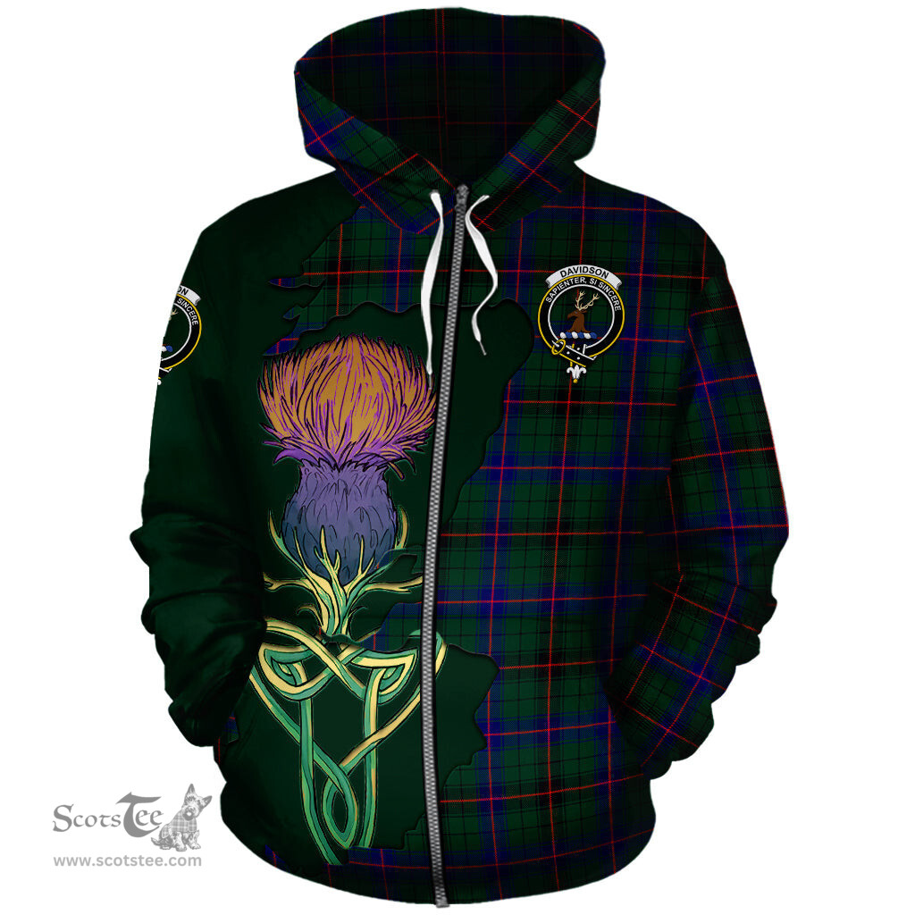 Scottish Davidson Modern Clan Tartan Crest with Thistle and Scotland Map Tartan Plaid Hoodie Scottish Plaid Tartan Plaid - ScotsTee - scotstee.com