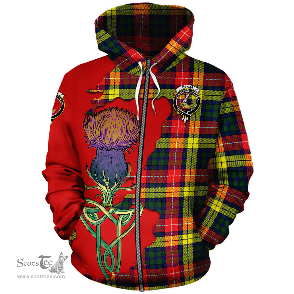 Scottish Dewar Clan Tartan Crest with Thistle and Scotland Map Tartan Plaid Hoodie Scottish Plaid Tartan Plaid - ScotsTee - scotstee.com