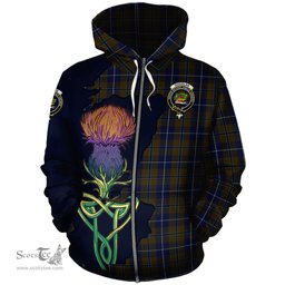 Scottish Douglas Brown Clan Tartan Crest with Thistle and Scotland Map Tartan Plaid Hoodie Scottish Plaid Tartan Plaid - ScotsTee - scotstee.com