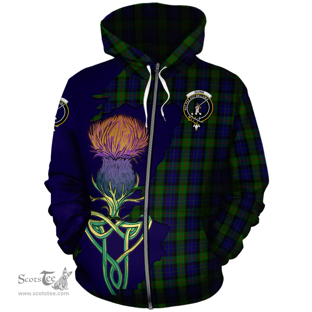 Scottish Gunn Clan Tartan Crest with Thistle and Scotland Map Tartan Plaid Hoodie Scottish Plaid Tartan Plaid - ScotsTee - scotstee.com