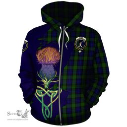 Scottish Gunn Clan Tartan Crest with Thistle and Scotland Map Tartan Plaid Hoodie Scottish Plaid Tartan Plaid - ScotsTee - scotstee.com