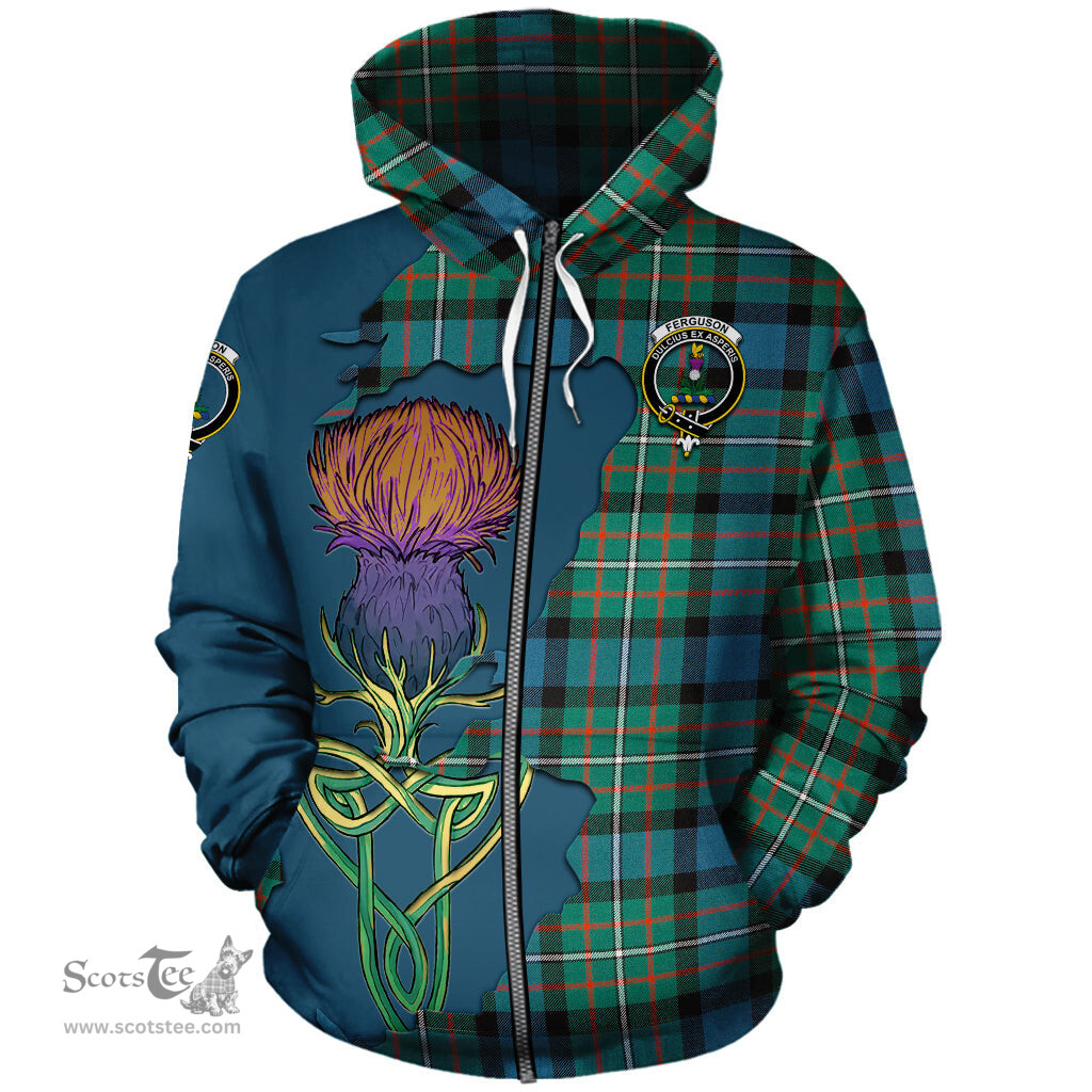 Scottish Ferguson Ancient Clan Tartan Crest with Thistle and Scotland Map Tartan Plaid Hoodie Scottish Plaid Tartan Plaid - ScotsTee - scotstee.com