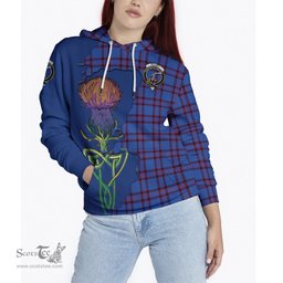 Scottish Elliot Modern Clan Tartan Crest with Thistle and Scotland Map Tartan Plaid Hoodie Scottish Plaid Tartan Plaid - ScotsTee - scotstee.com