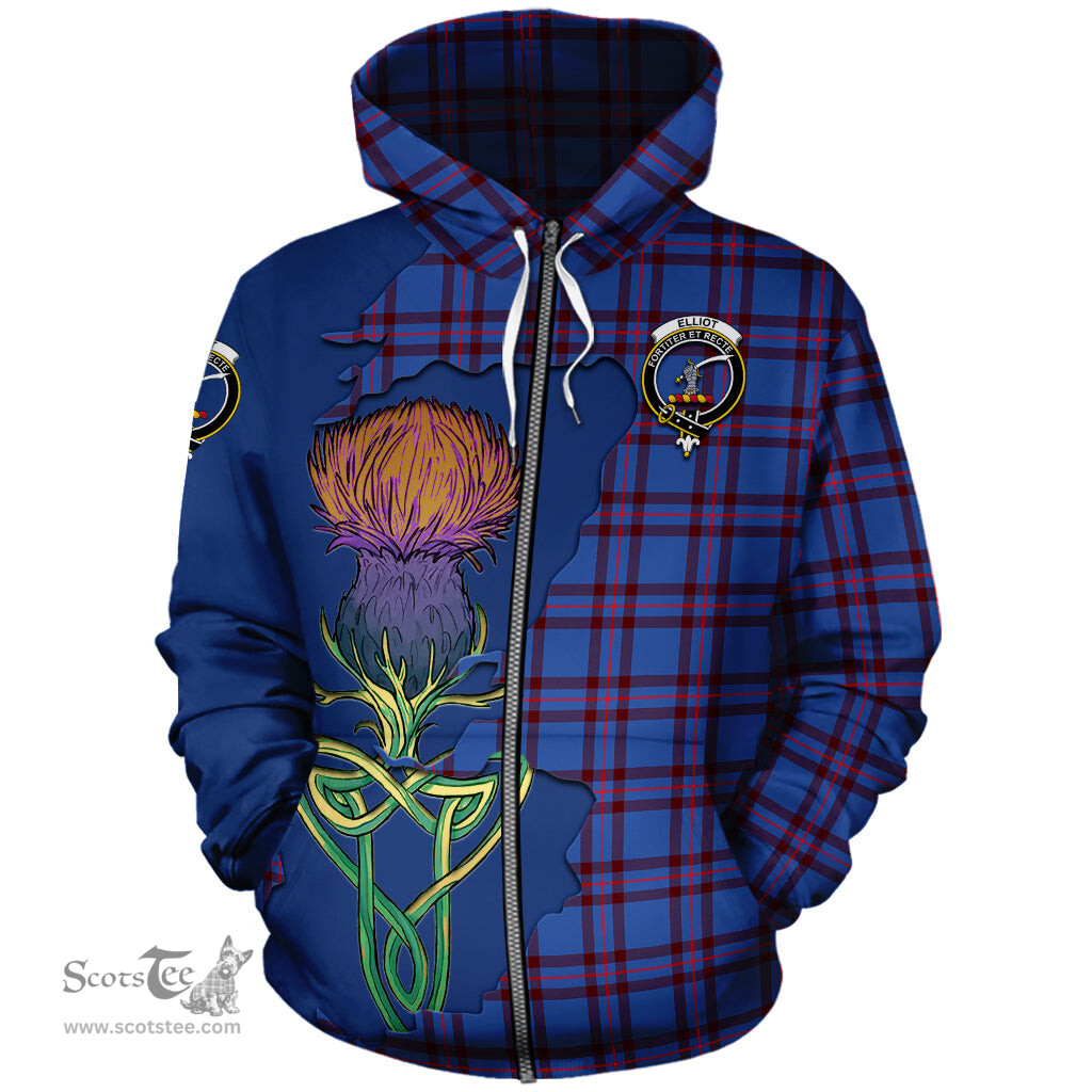 Scottish Elliot Modern Clan Tartan Crest with Thistle and Scotland Map Tartan Plaid Hoodie Scottish Plaid Tartan Plaid - ScotsTee - scotstee.com