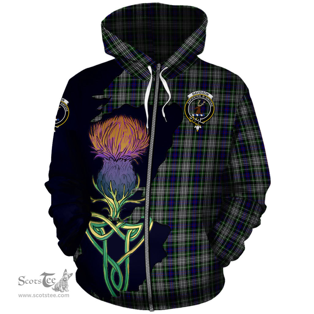 Scottish Davidson of Tulloch Dress Clan Tartan Crest with Thistle and Scotland Map Tartan Plaid Hoodie Scottish Plaid Tartan Plaid - ScotsTee - scotstee.com