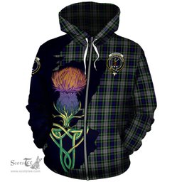 Scottish Davidson of Tulloch Dress Clan Tartan Crest with Thistle and Scotland Map Tartan Plaid Hoodie Scottish Plaid Tartan Plaid - ScotsTee - scotstee.com
