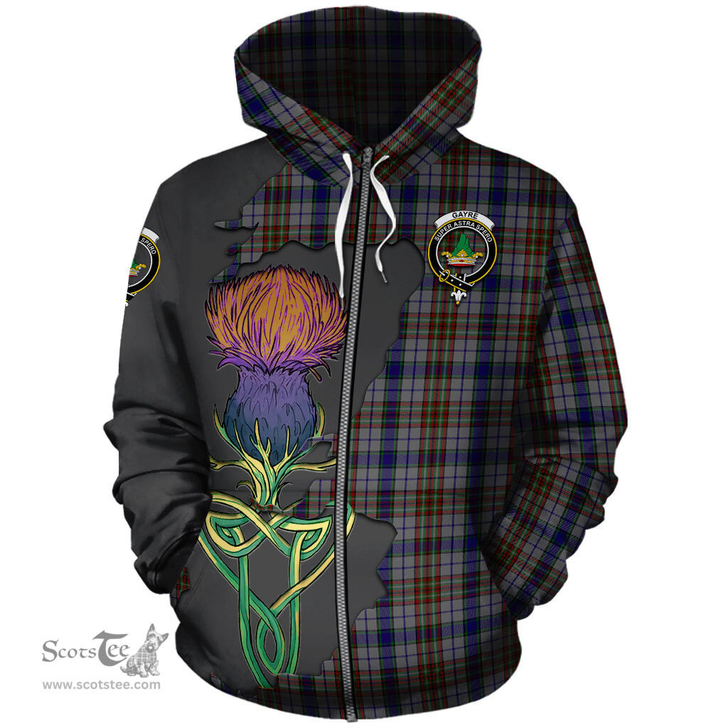 Scottish Gayre Hunting Clan Tartan Crest with Thistle and Scotland Map Tartan Plaid Hoodie Scottish Plaid Tartan Plaid - ScotsTee - scotstee.com