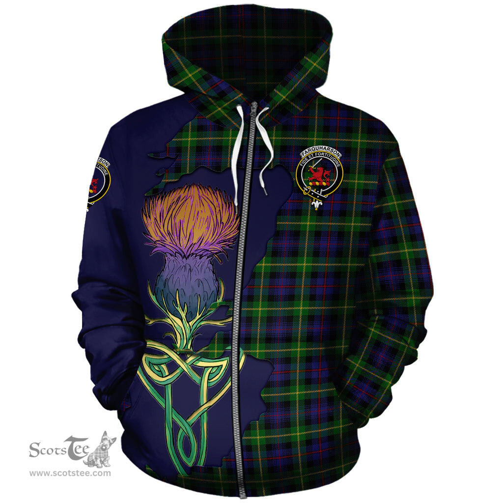 Scottish Farquharson Clan Tartan Crest with Thistle and Scotland Map Tartan Plaid Hoodie Scottish Plaid Tartan Plaid - ScotsTee - scotstee.com