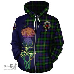 Scottish Farquharson Clan Tartan Crest with Thistle and Scotland Map Tartan Plaid Hoodie Scottish Plaid Tartan Plaid - ScotsTee - scotstee.com
