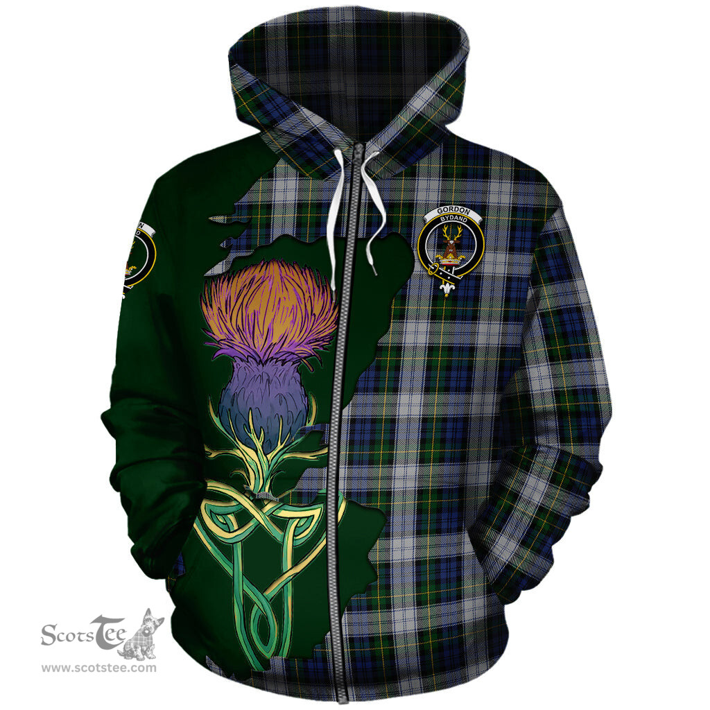 Scottish Gordon Dress Clan Tartan Crest with Thistle and Scotland Map Tartan Plaid Hoodie Scottish Plaid Tartan Plaid - ScotsTee - scotstee.com