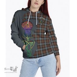 Scottish Ferguson Weathered Clan Tartan Crest with Thistle and Scotland Map Tartan Plaid Hoodie Scottish Plaid Tartan Plaid - ScotsTee - scotstee.com
